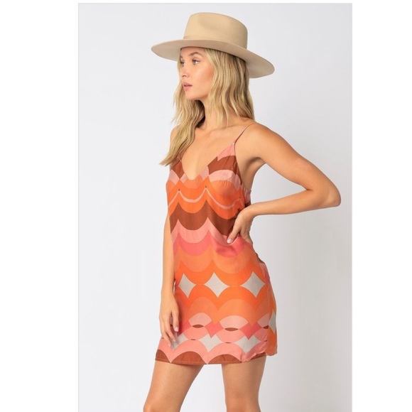 NWT Olivaceous Sorbet Retro Waves Mini Tank Dress - Picture 3 of 5